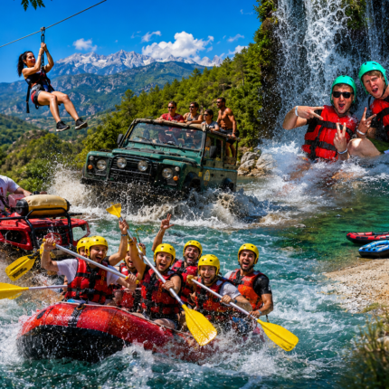 Rafting + Buggy or Quad safari + Zipline + Canyoning from Alanya - Side - Antalya